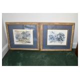 Pair of Watercolor Prints Framed