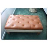 Custom Made Tufted Faux Leather Ottoman