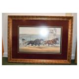 Framed Lithograph Harness Racing Art