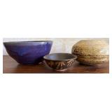Three Handmade Pottery Bowls