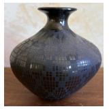 Patty Rodriguez Black Etched Pottery Vase