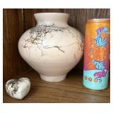 Raku Pottery Vase and Heart Box