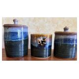 Signed Glazed Pottery Storage Set