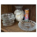 Glass Bowls, Vase and Ashtray