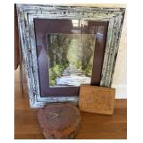 Framed Print, Clock, and Wood Art