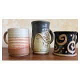 Three Handmade Pottery Mugs