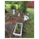 Assorted Planters, Column and Bird Bath