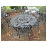 Metal "Compass" Table and 4 Chairs