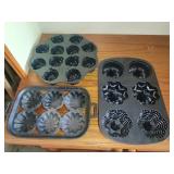 2 Nordic Ware, 1 Cast Iron Baking Dishes