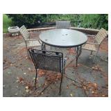 Metal/Glass Outdoor Table & 4 Chairs