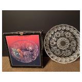 Cut Crystal Bowl and Cut Glass Serving Tray
