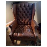 Brown Tufted Leather Wingback Chair