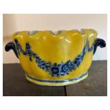 Karl Krister 1897 Yellow and Blue Ceramic Bowl