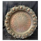 Round Copper Plate with Floral Design