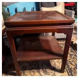 Mahogany Side Table with Leather Inlay and Gold De