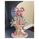 Cast Iron Floral Basket Door Stop