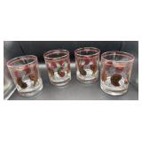 Four Glass Tumblers with Paisley Print