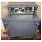 Gray Sideboard with Mirror Back