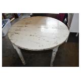 Vtg Wood Round Farmouse Table