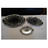3 Piece Silver Toned Platters