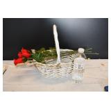 Small Basket with Faux Rose Stems