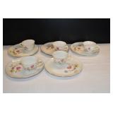 Set of 5 Porcelain Snack Trays/Tea Cups