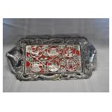 Vtg Japanese Silver Toned Decorative Tray
