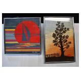 Pair of Hand Made Cross Stitch Art