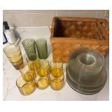 Glassware Set with Woven Basket