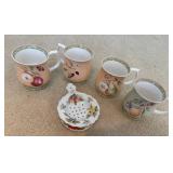 Bone China Mugs and Strainer Set