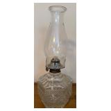 Pressed Glass Oil Lamp, 15" Tall