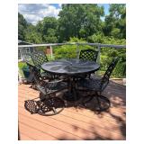 Metal Outdoor Patio Table w/Swivel Chairs