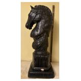 Molded Ceramic Style Black Horse Head Statue