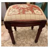 Floral Upholstered Wooden Stool