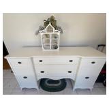 White Sideboard With Birdcage Decor