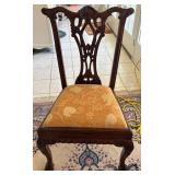 Carved Wood Chair with Upholstery
