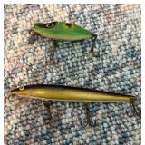 Two Vintage Fishing Lures with Hooks