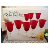 Eight Ruby Glass Goblets in Original Packaging