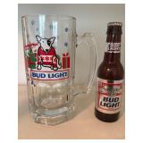 1987 Bud Light Glass Mug with Holiday Design