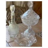 Cut Glass Decanter and Serving Pieces