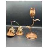Copper Bell and Flower Ornament Group