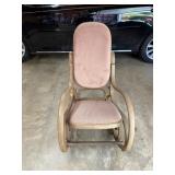 Wood and Upholstered Rocking Chair with Scroll