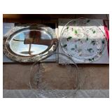 Silver Plated and Glass Serving Trays