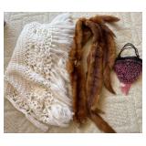 Crochet Shawl and Beaded Purse Set