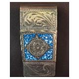 Silver Money Clip with Engraved Pattern and