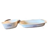Corning Ware Baking Dish Set with Blue Cornflower