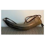 Polished Cow Horn Drinking Vessel with Strap