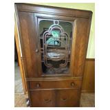Antique Wooden China Cabinet with Glass Doors