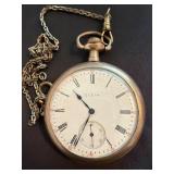 Elgin Pocket Watch with Wadsworth Case and Chain