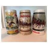 Three Budweiser Clydesdales Collector Steins